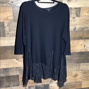 Long Black Shirt w/flower sequence